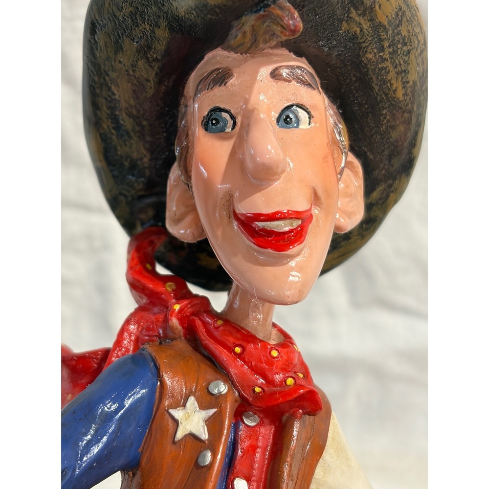 Vintage Style Cowboy Figurine Texas Star Western Decor Hand‎ Painted Statue